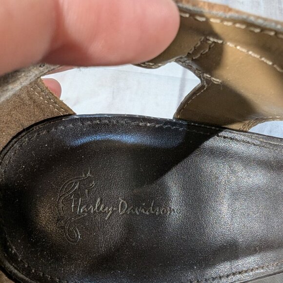 Harley Davidson Women's Gillian Tan Leather Strappy Studded Heels Size 8.5 - Picture 10 of 10